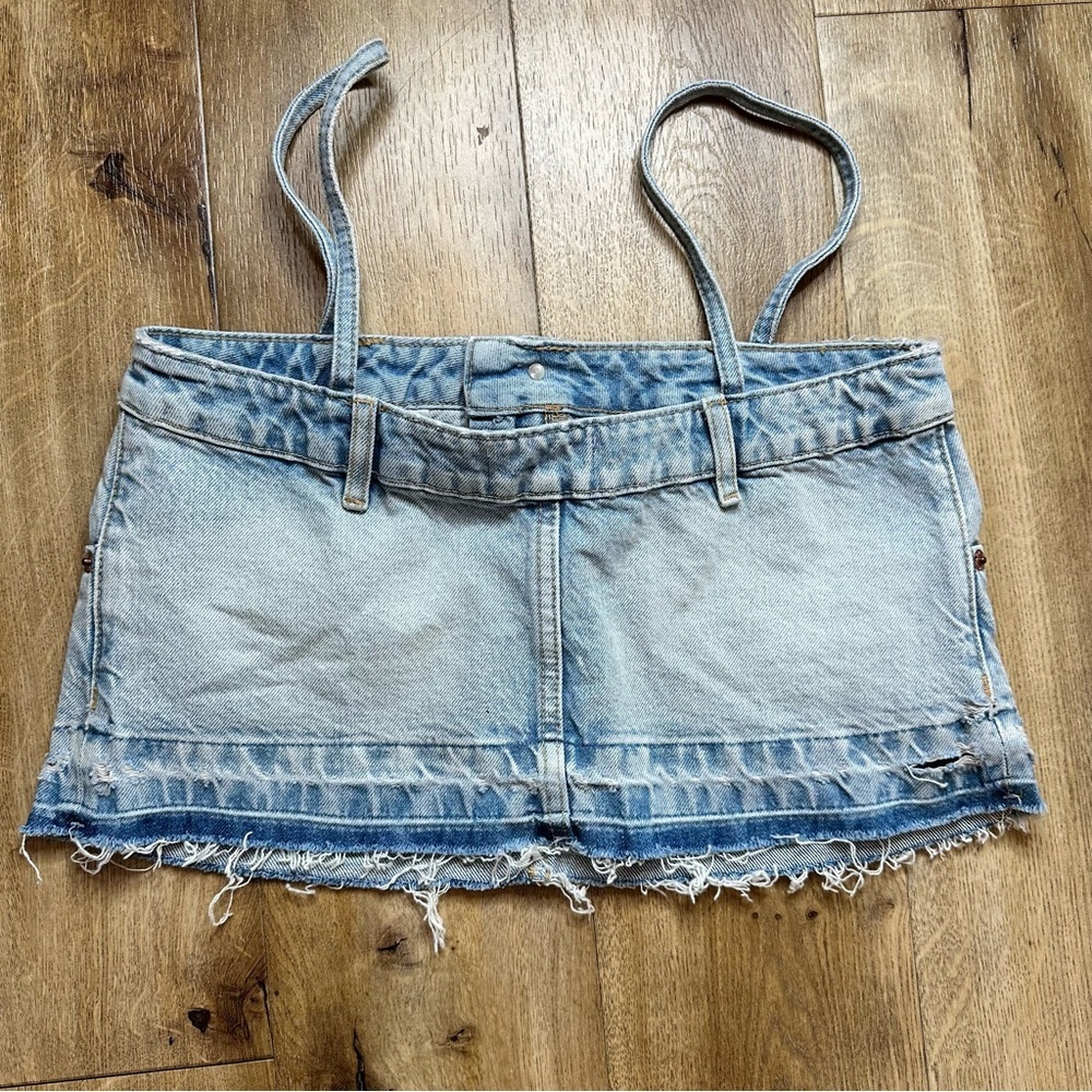 ZARA Denim Skirt Effect Crop Top Size XSmall - Picture 6 of 12
